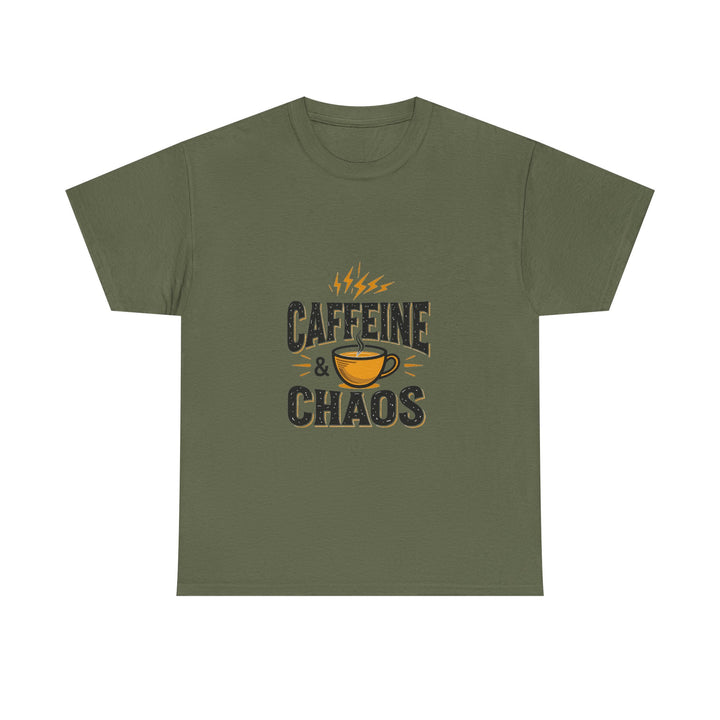 'Caffeine & Chaos' Funny Coffee Lover T-Shirt
