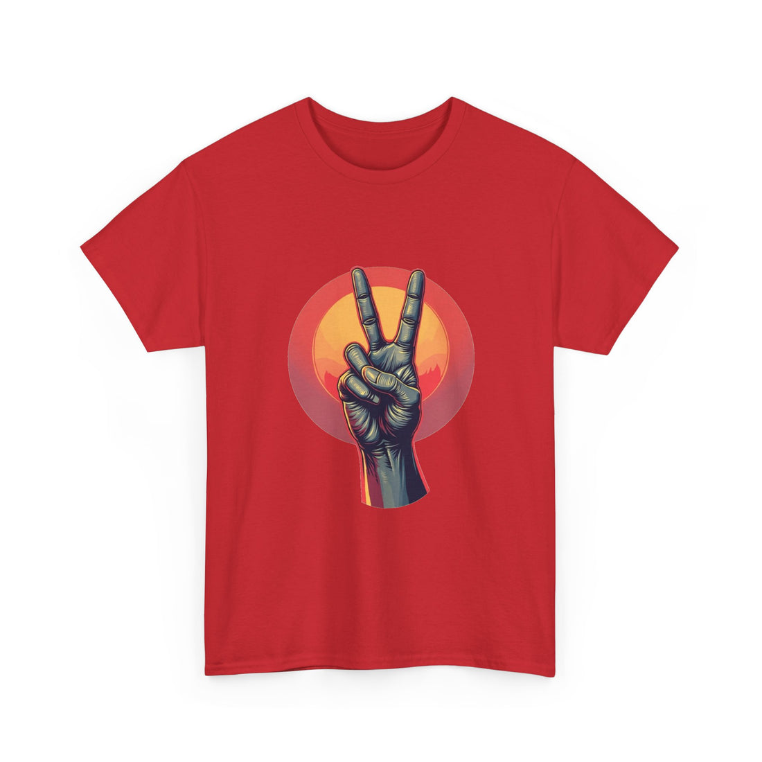 'Peace Sign' Graphic Retro Sunset Victory Hand T-Shirt