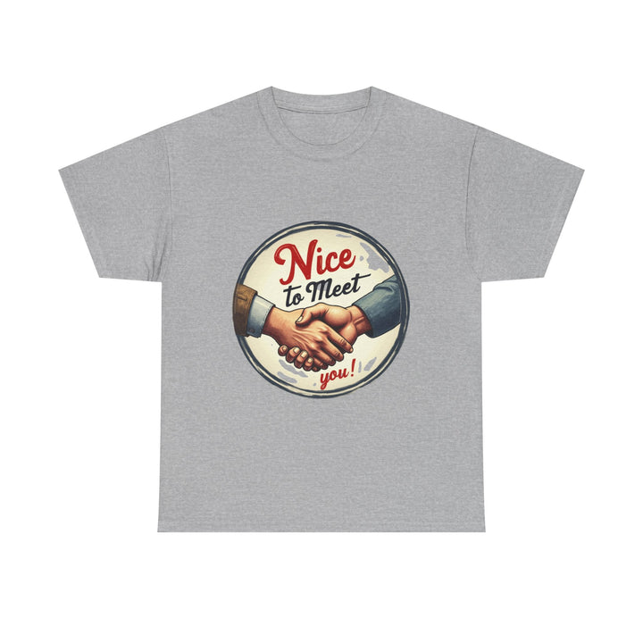 'Nice to Meet You' Retro Handshake Graphic T-Shirt