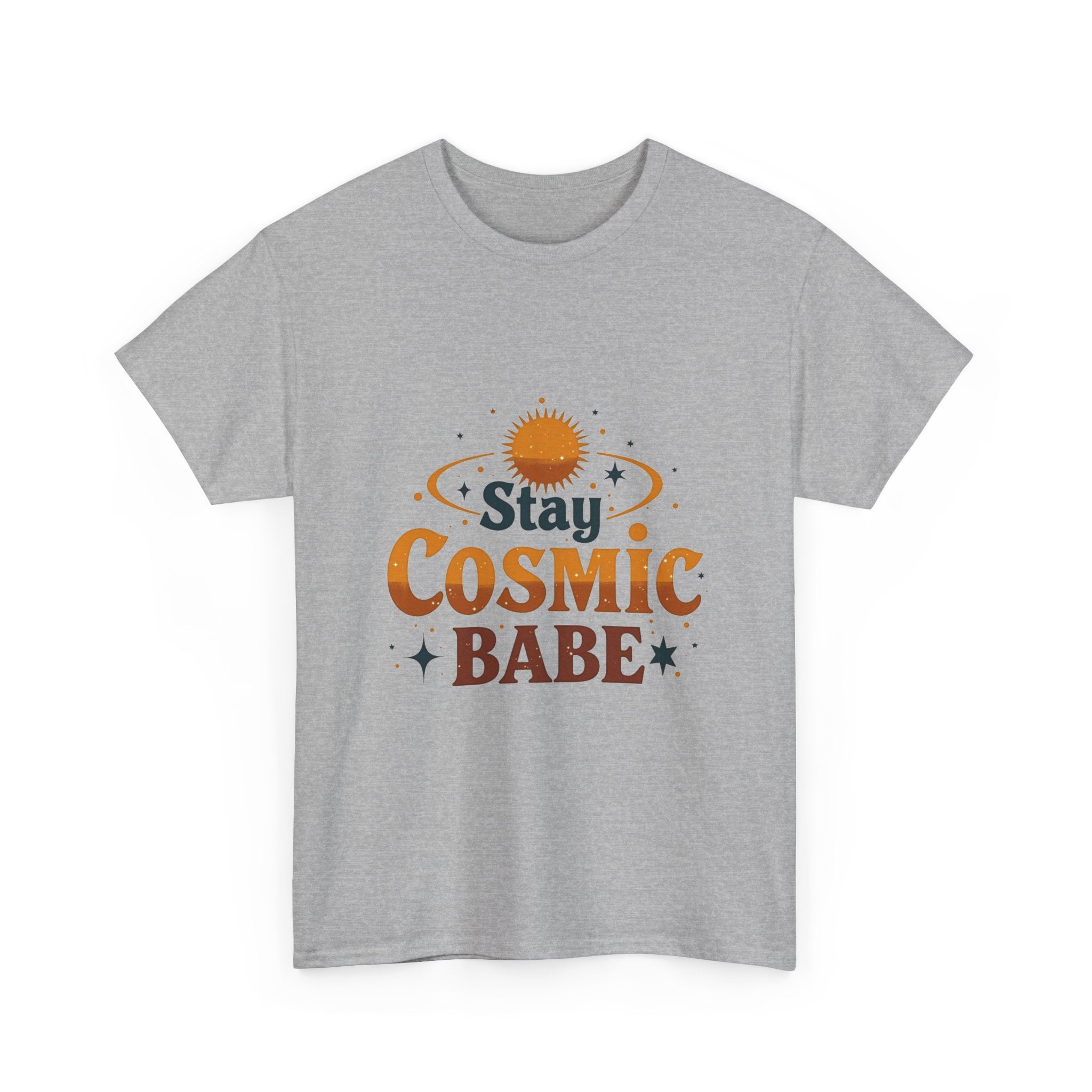 'Stay Cosmic Babe' Retro Sun & Stars Graphic T-Shirt