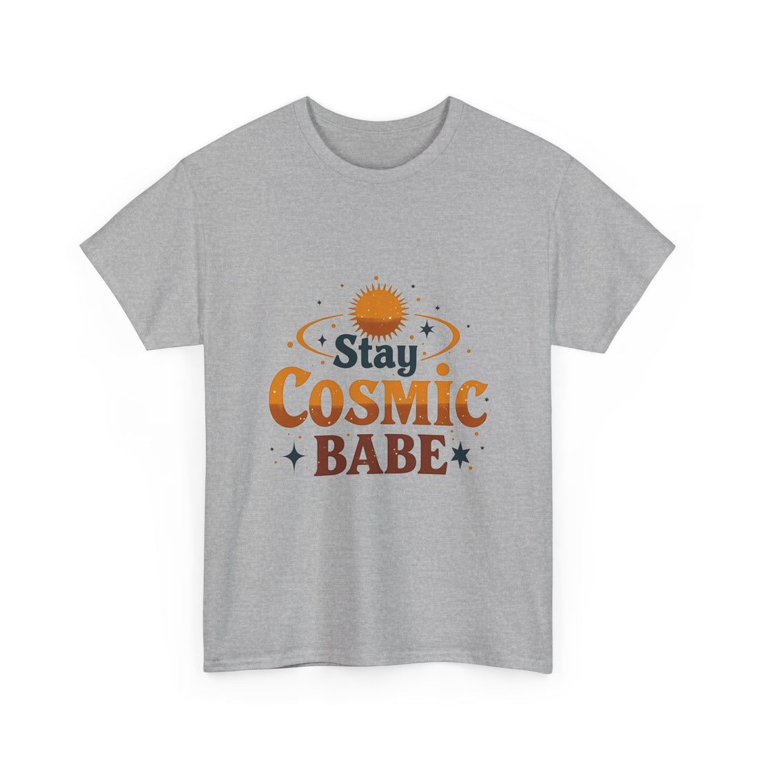 'Stay Cosmic Babe' Retro Sun & Stars Graphic T-Shirt