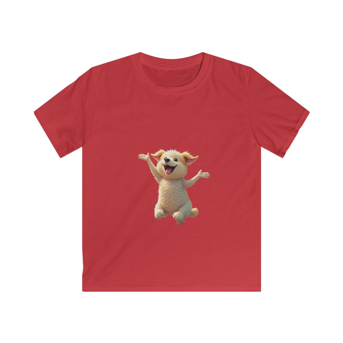 Happy Jumping Fluffy Creature Cute Cartoon T‑Shirt