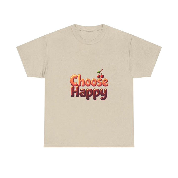 'Choose Happy' Retro Cherry Positive Vibe T-Shirt