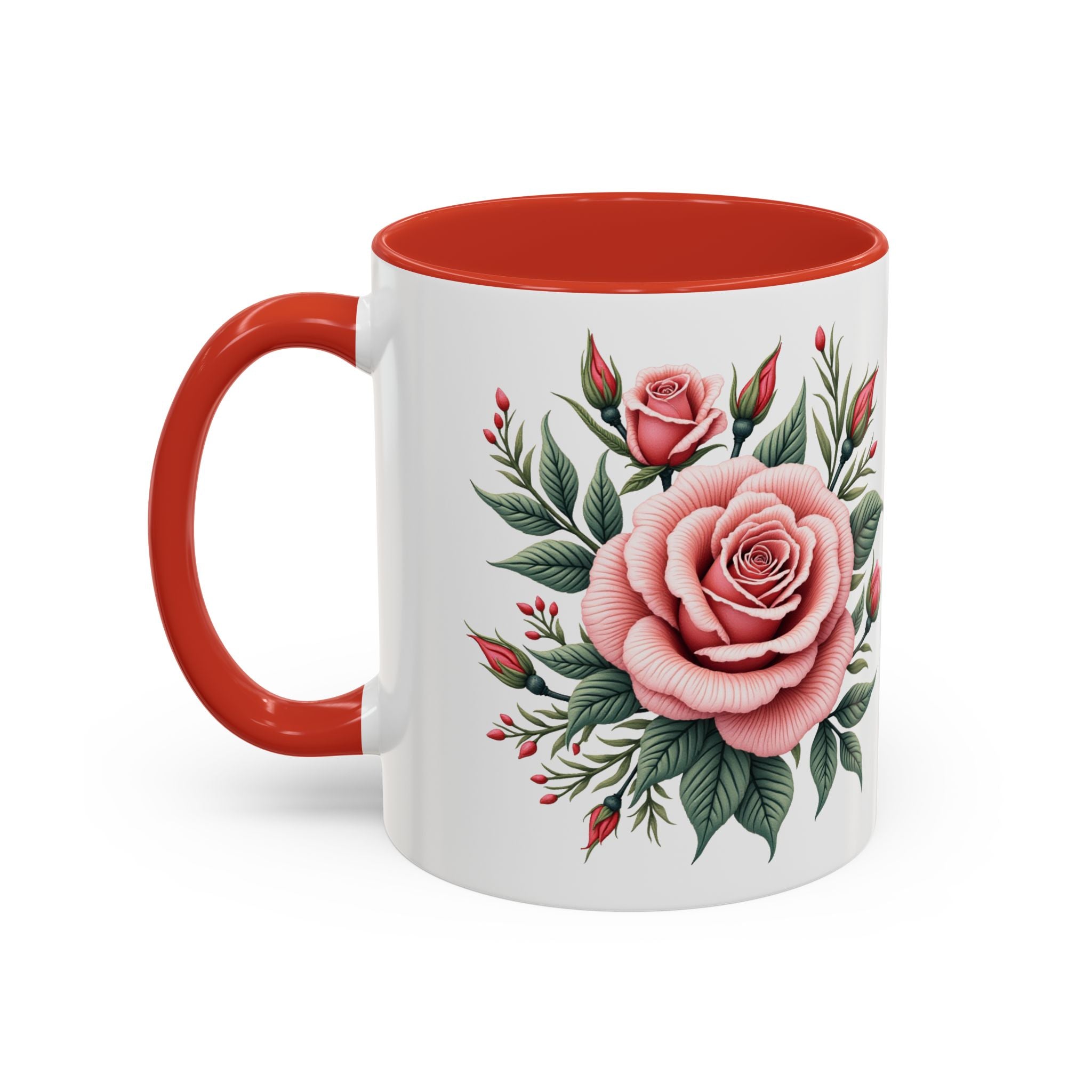Pink Rose Accent Floral Ceramic Tea & Coffee Cup