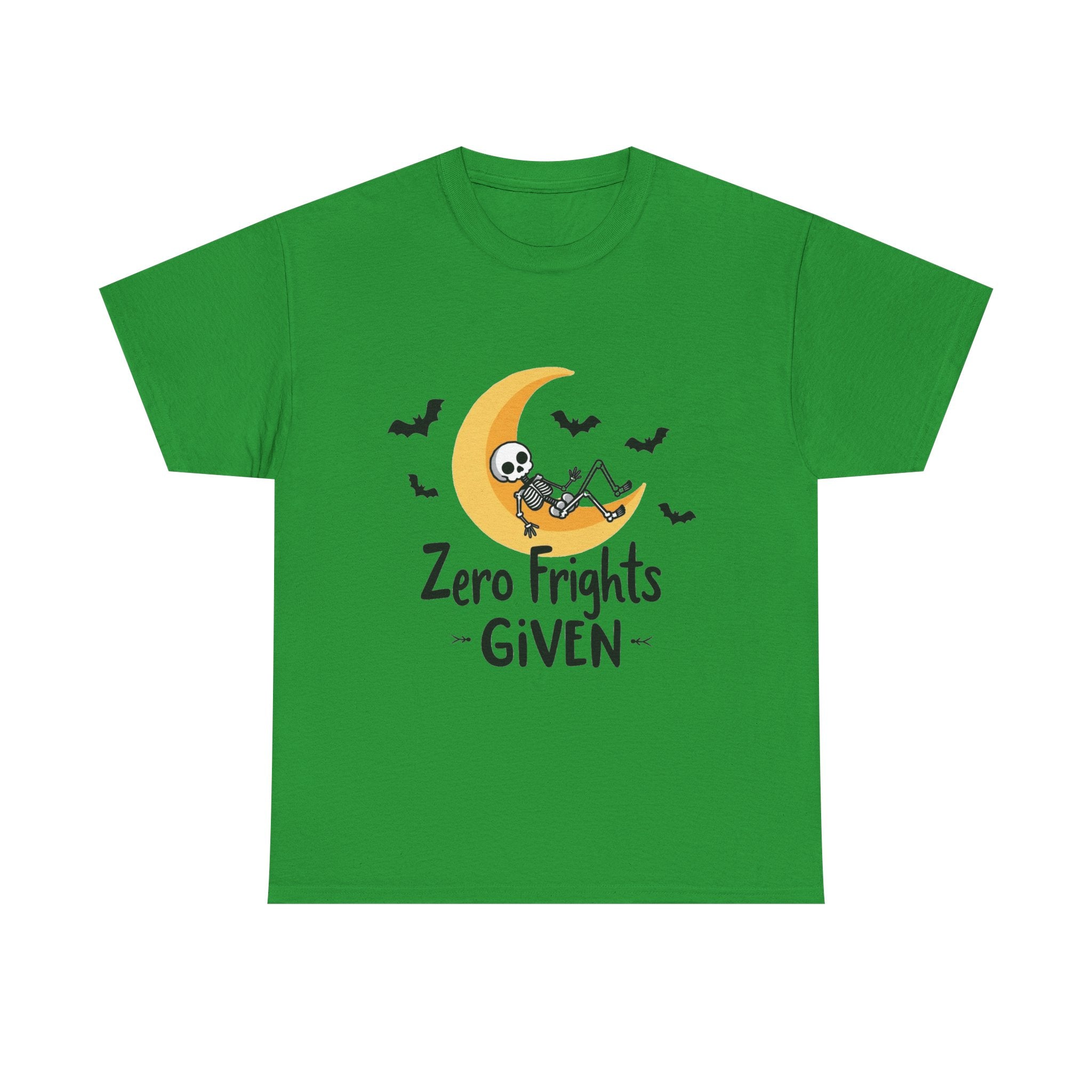 'Zero Frights Given' Cute Skeleton Moon Halloween T-shirt