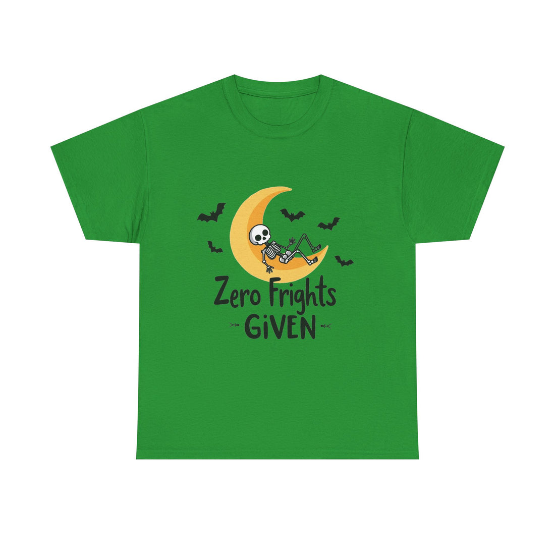 'Zero Frights Given' Cute Skeleton Moon Halloween T-shirt