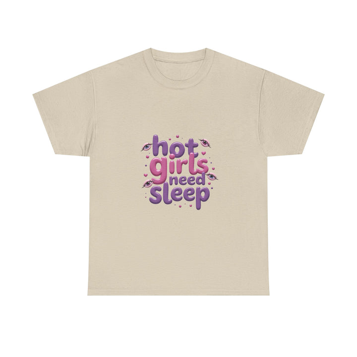'Hot Girls Need Sleep' Cute Retro Typography T-Shirt