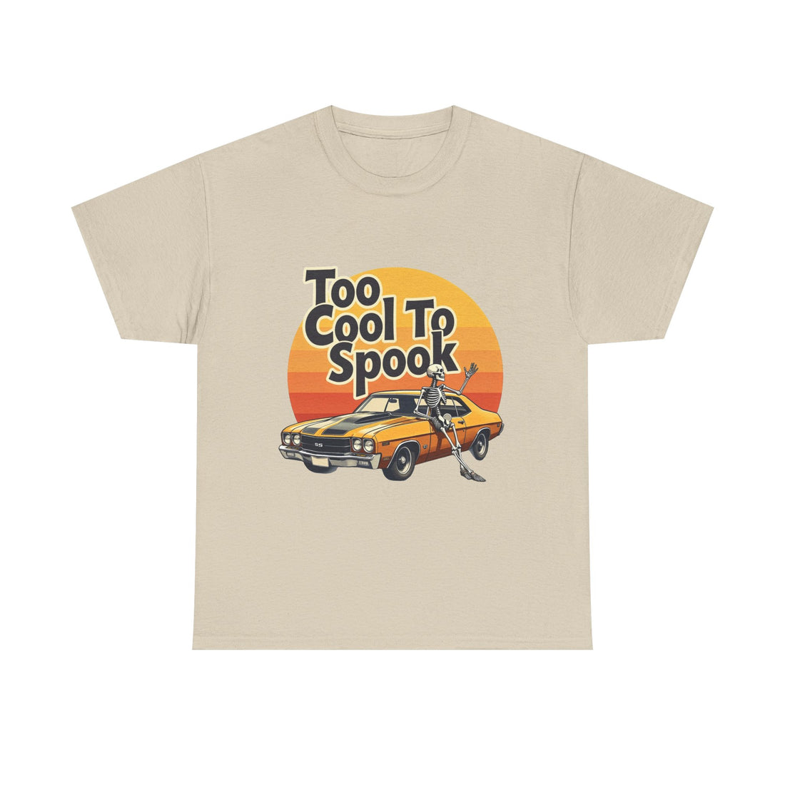 'Too Cool To Spook'  Retro Muscle Car Halloween T-Shirt