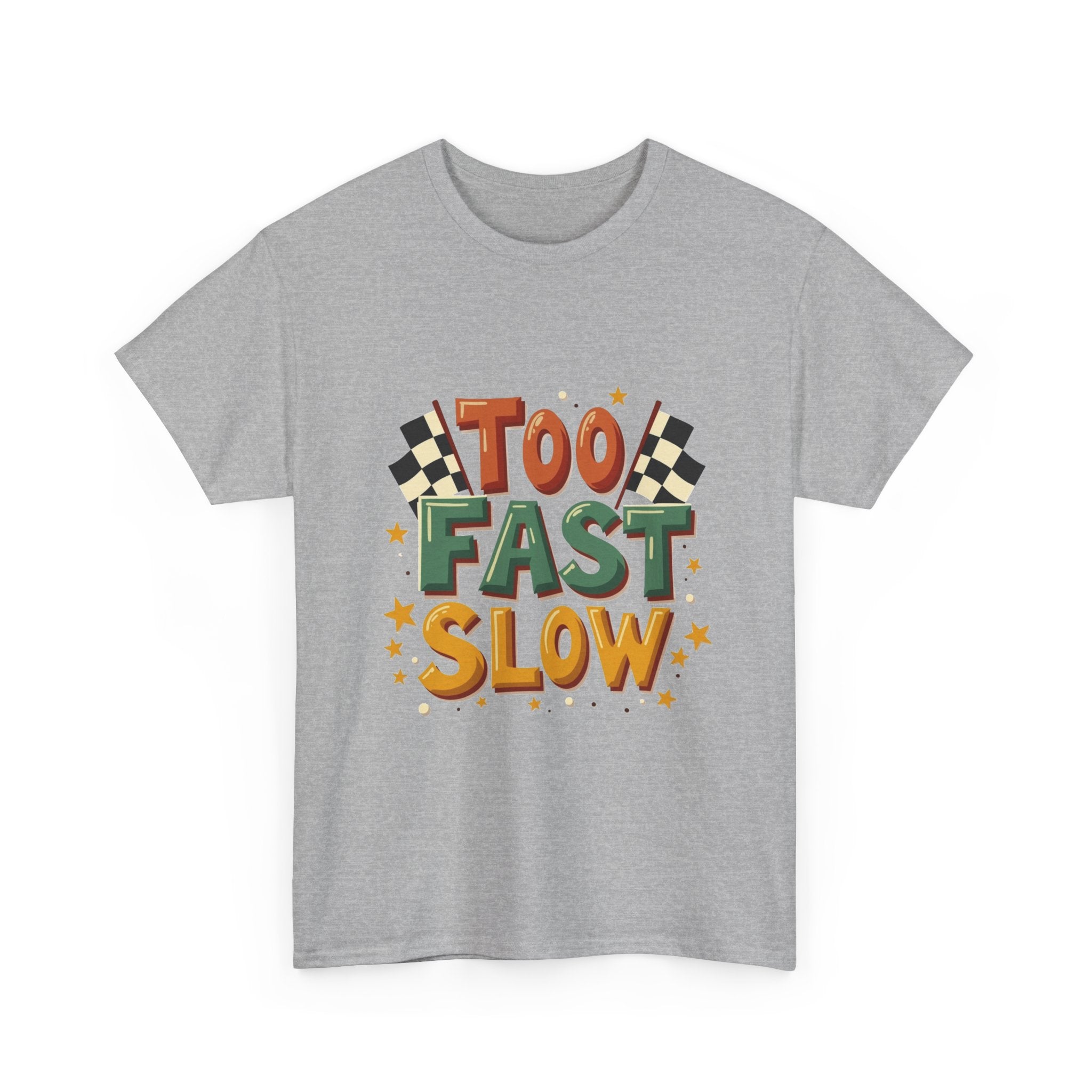 'Too Fast Slow' Retro Checkered Flag Racing Graphic T-Shirt