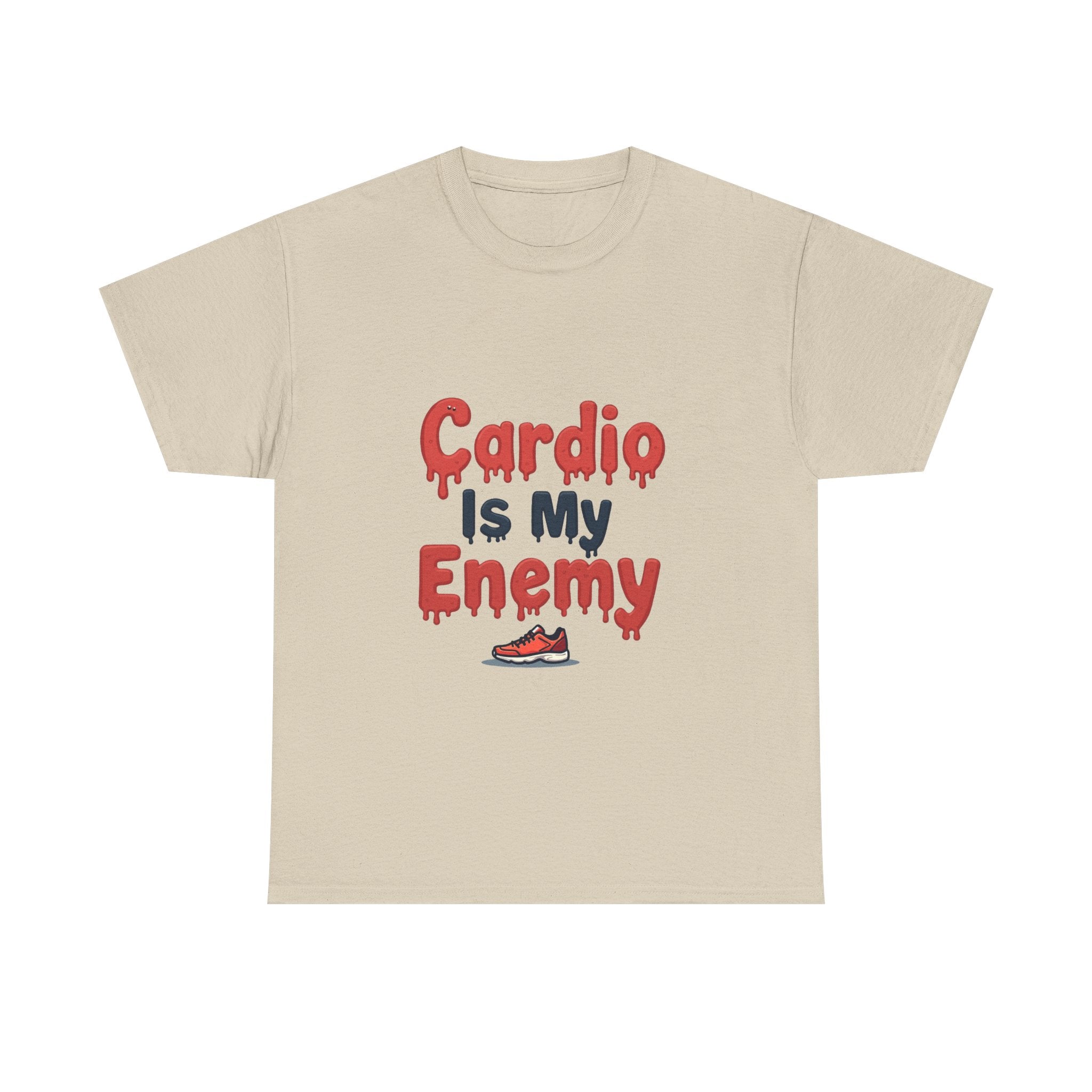 'Cardio Is My Enemy' Funny Gym Workout T-Shirt for Fitness Haters