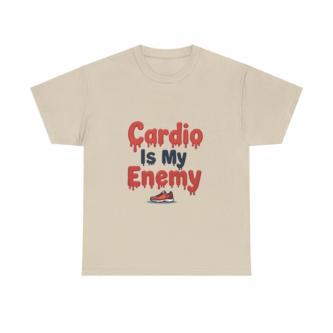 'Cardio Is My Enemy' Funny Gym Workout T-Shirt for Fitness Haters
