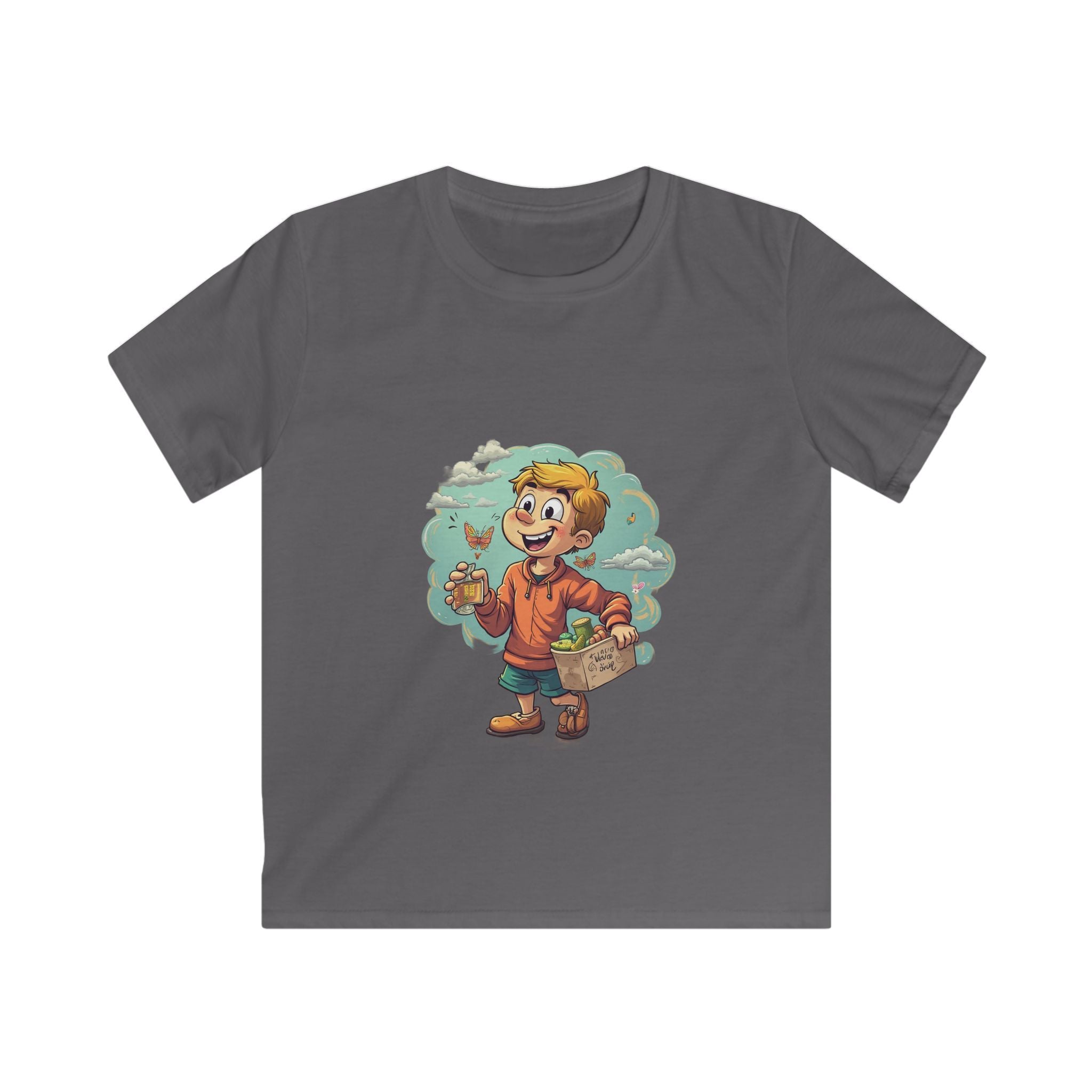 Happy Kid with Snacks Cartoon Graphic Shirt
