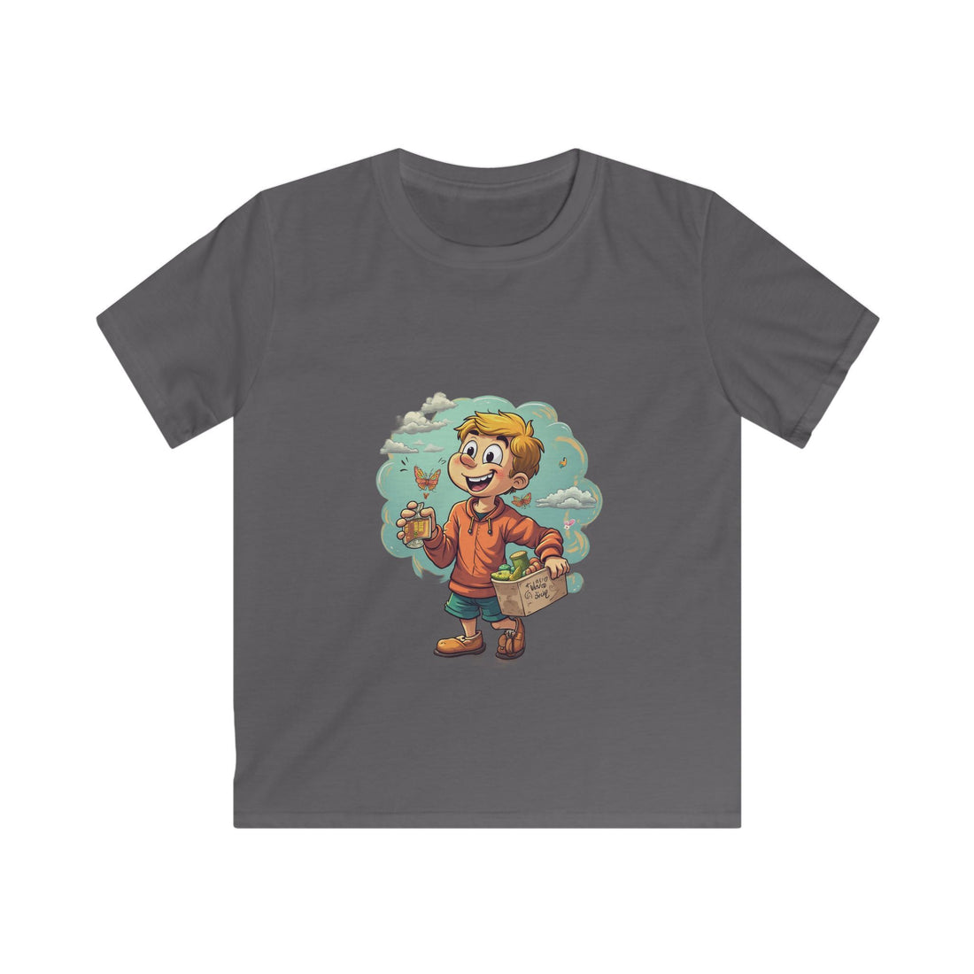 Happy Kid with Snacks Cartoon Graphic Shirt