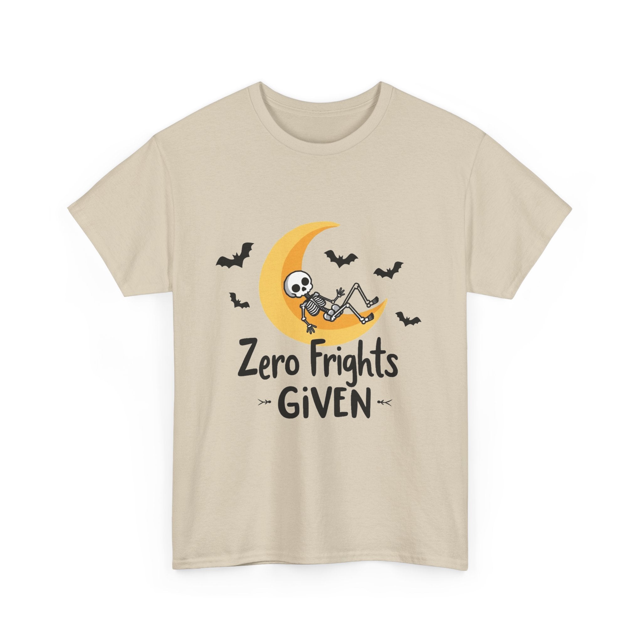 'Zero Frights Given' Cute Skeleton Moon Halloween T-shirt