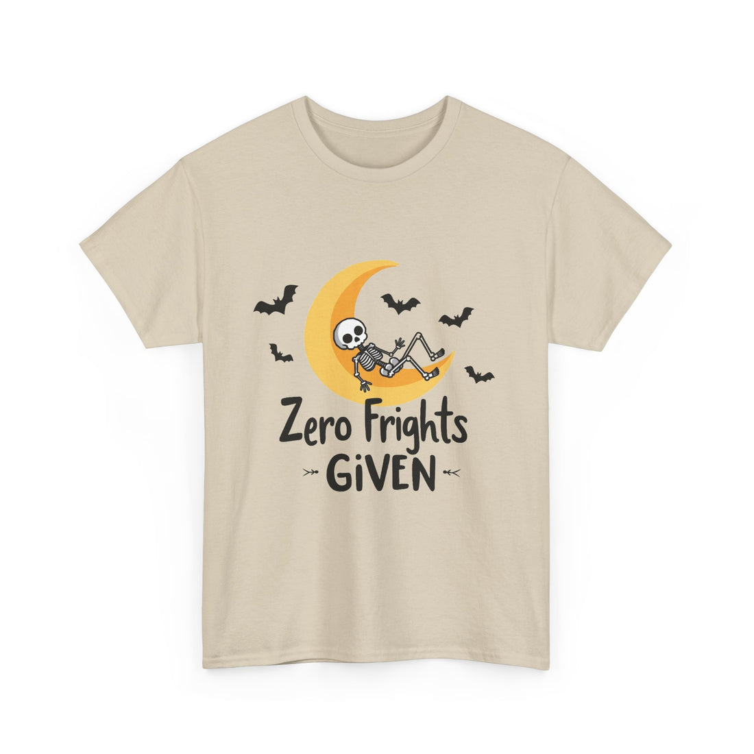 'Zero Frights Given' Cute Skeleton Moon Halloween T-shirt