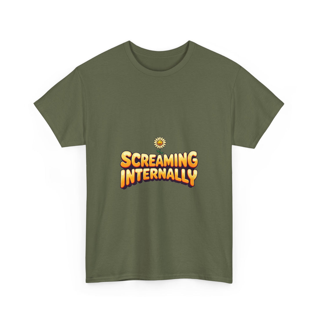 'Screaming Internally' Funny Retro Sun Graphic Cotton T‑Shirt