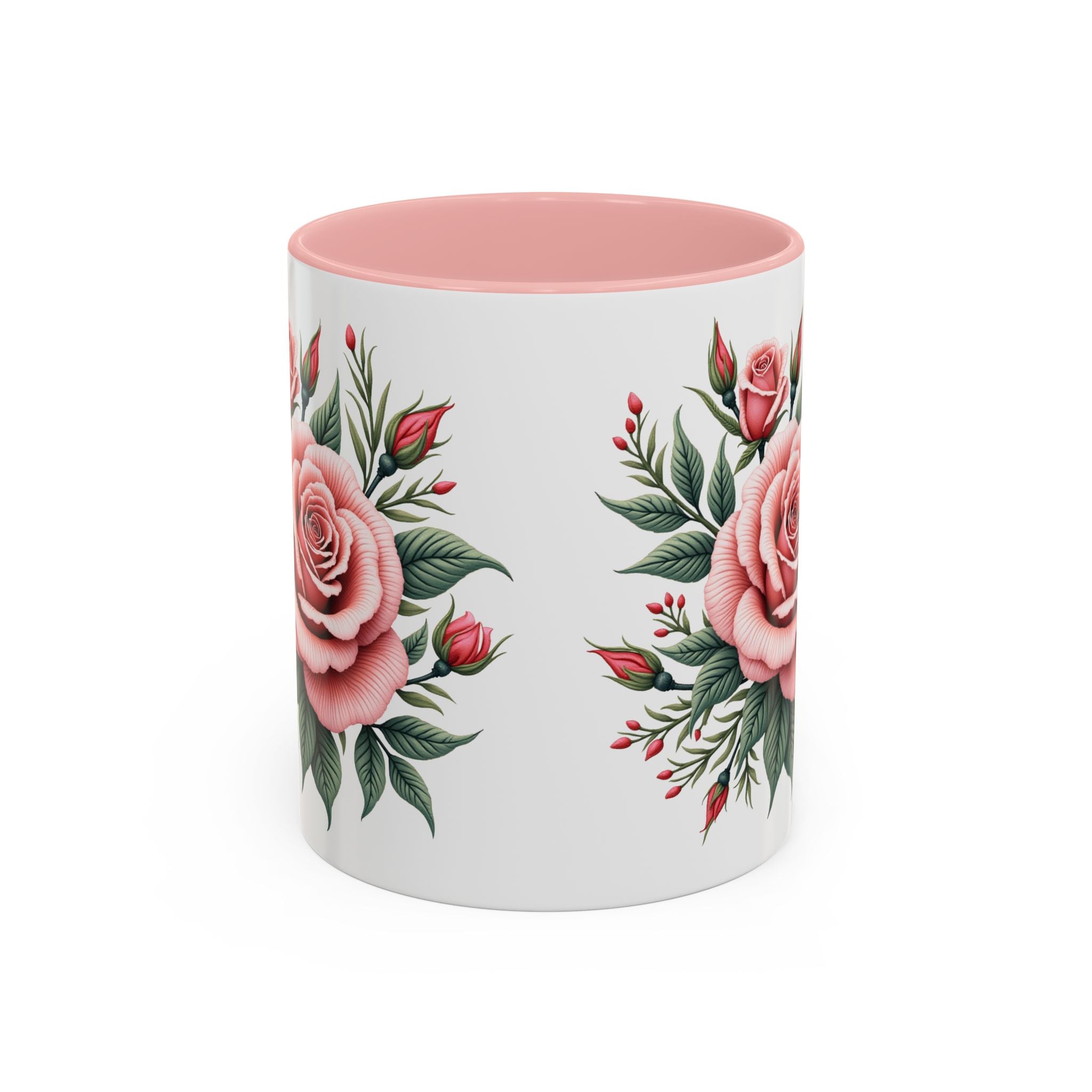 Pink Rose Accent Floral Ceramic Tea & Coffee Cup