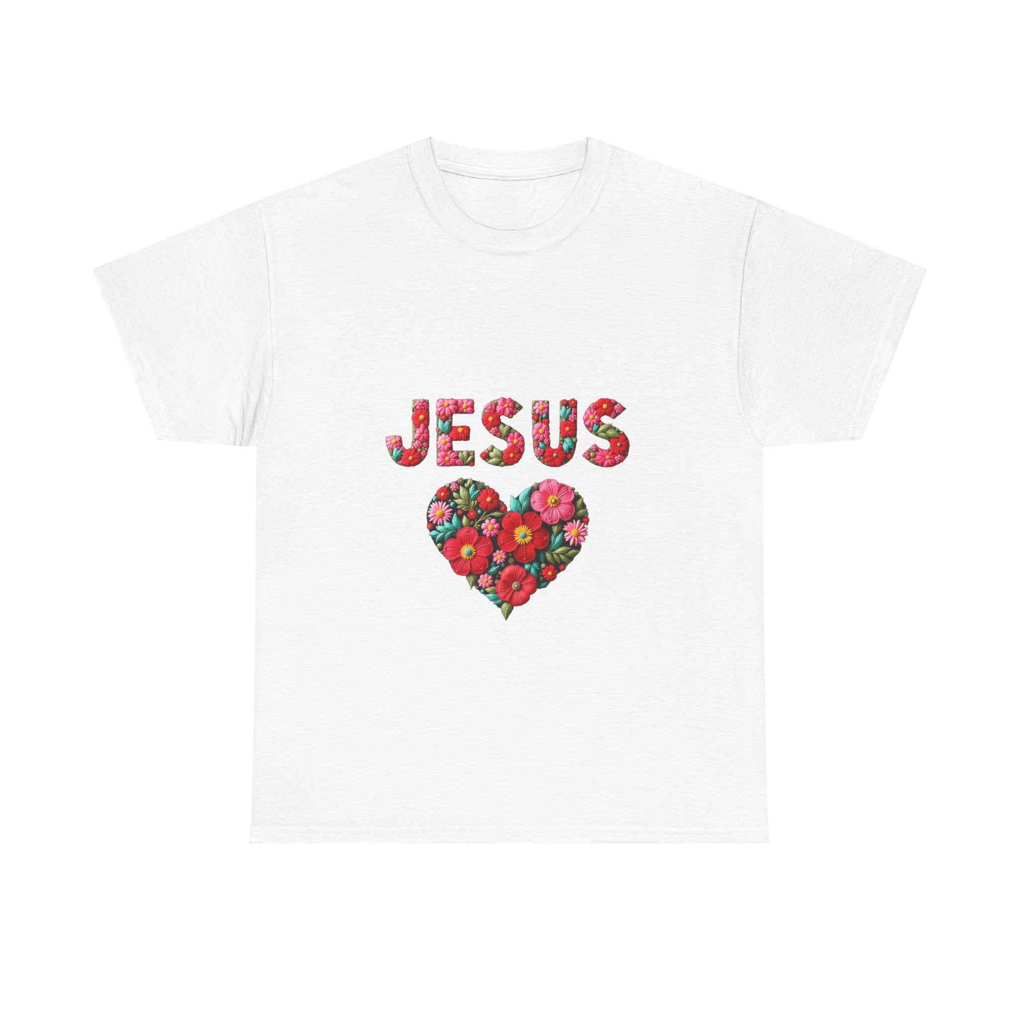 'Jesus' Floral Heart T-Shirt