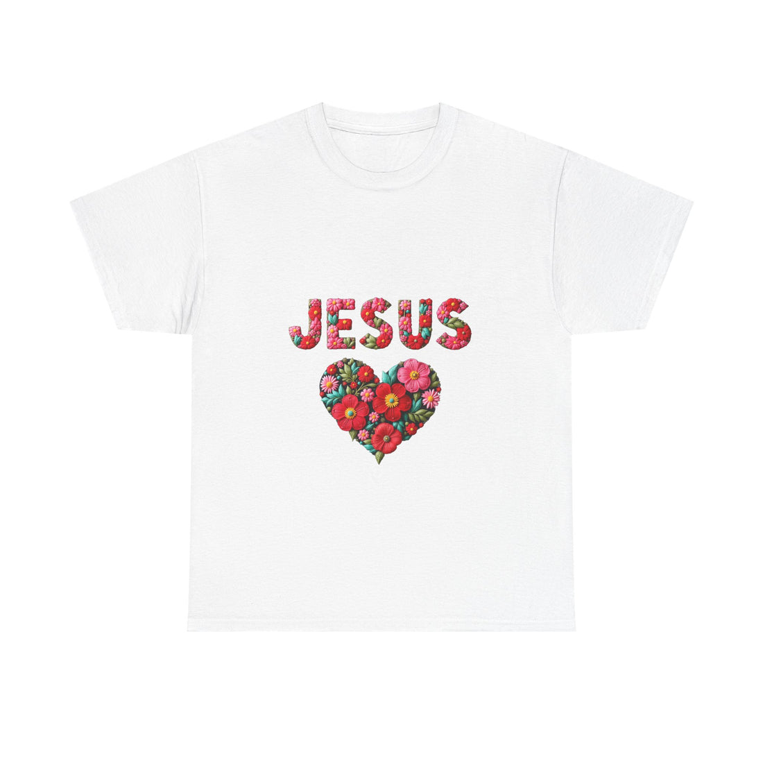 'Jesus' Floral Heart T-Shirt
