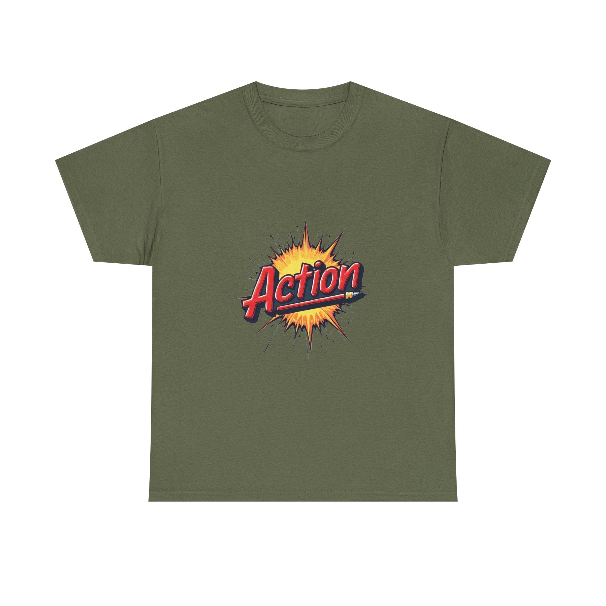 'Action' Graphic Retro Comic Burst T Shirt