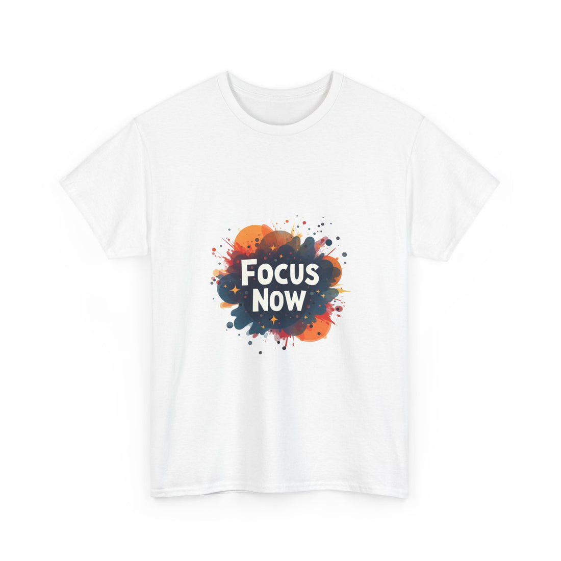 'Focus Now' Motivational Graphic T‑Shirt with Color Splash Design