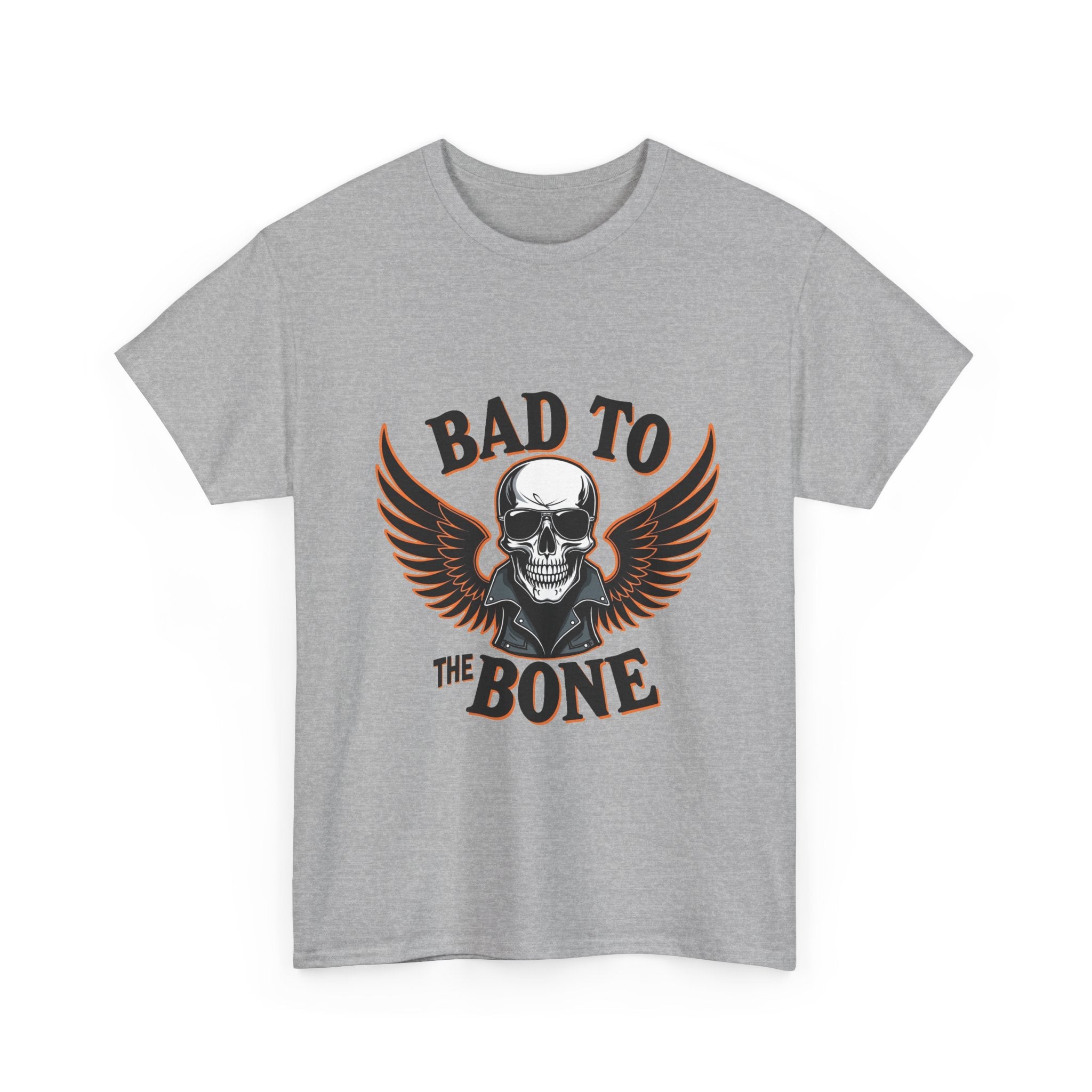 'Bad to the Bone' Skull Vintage Winged Skull Graphic T-Shirt