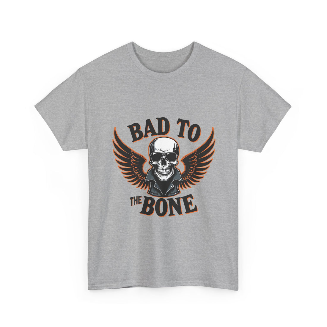 'Bad to the Bone' Skull Vintage Winged Skull Graphic T-Shirt