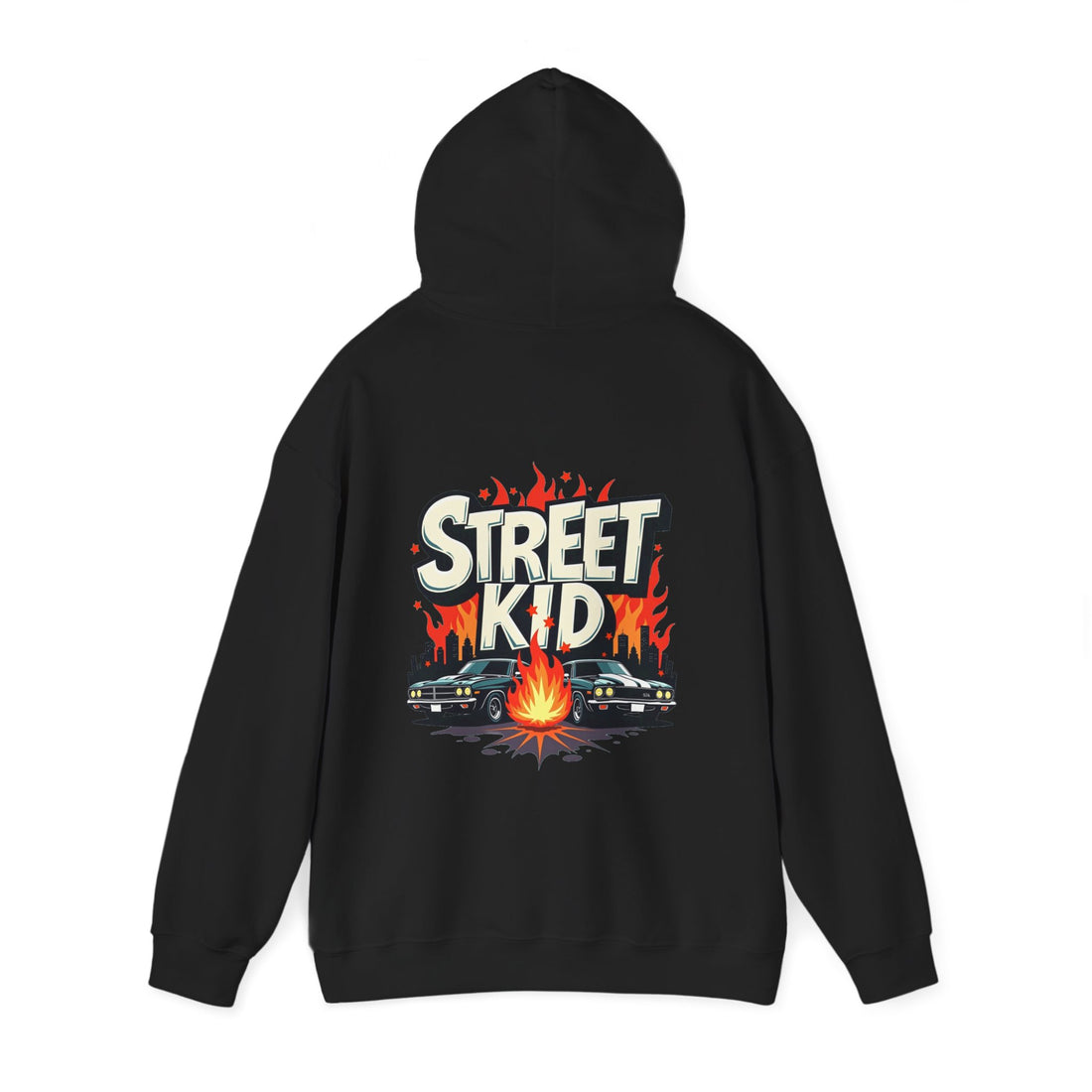 'Street Kid Hoodie' Retro Car & Flames Graphic Pullover