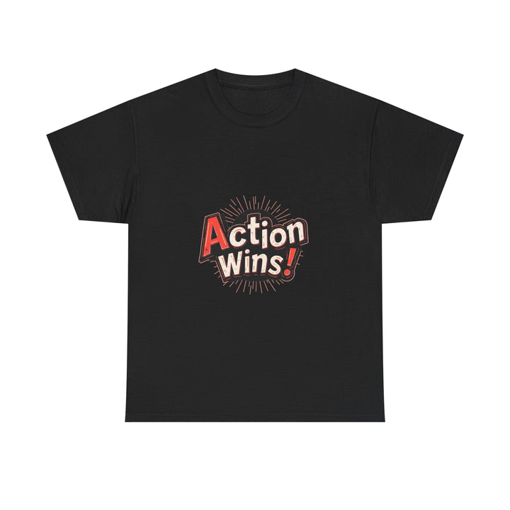 'Action Wins!' Vintage Bold Motivational T-Shirt