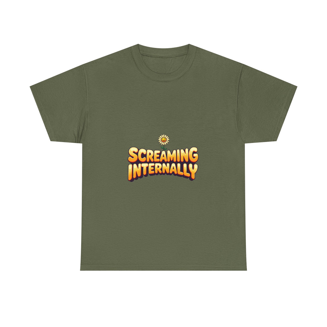 'Screaming Internally' Funny Retro Sun Graphic Cotton T‑Shirt