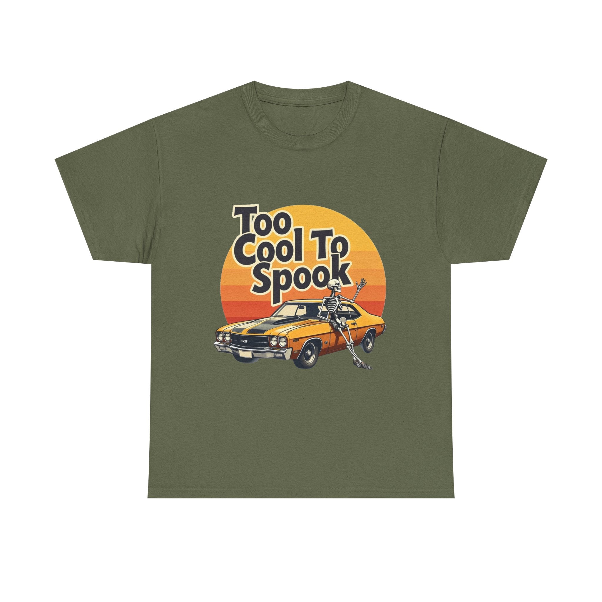 'Too Cool To Spook'  Retro Muscle Car Halloween T-Shirt