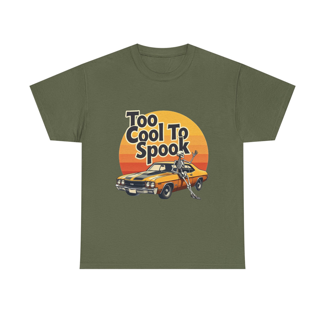 'Too Cool To Spook'  Retro Muscle Car Halloween T-Shirt