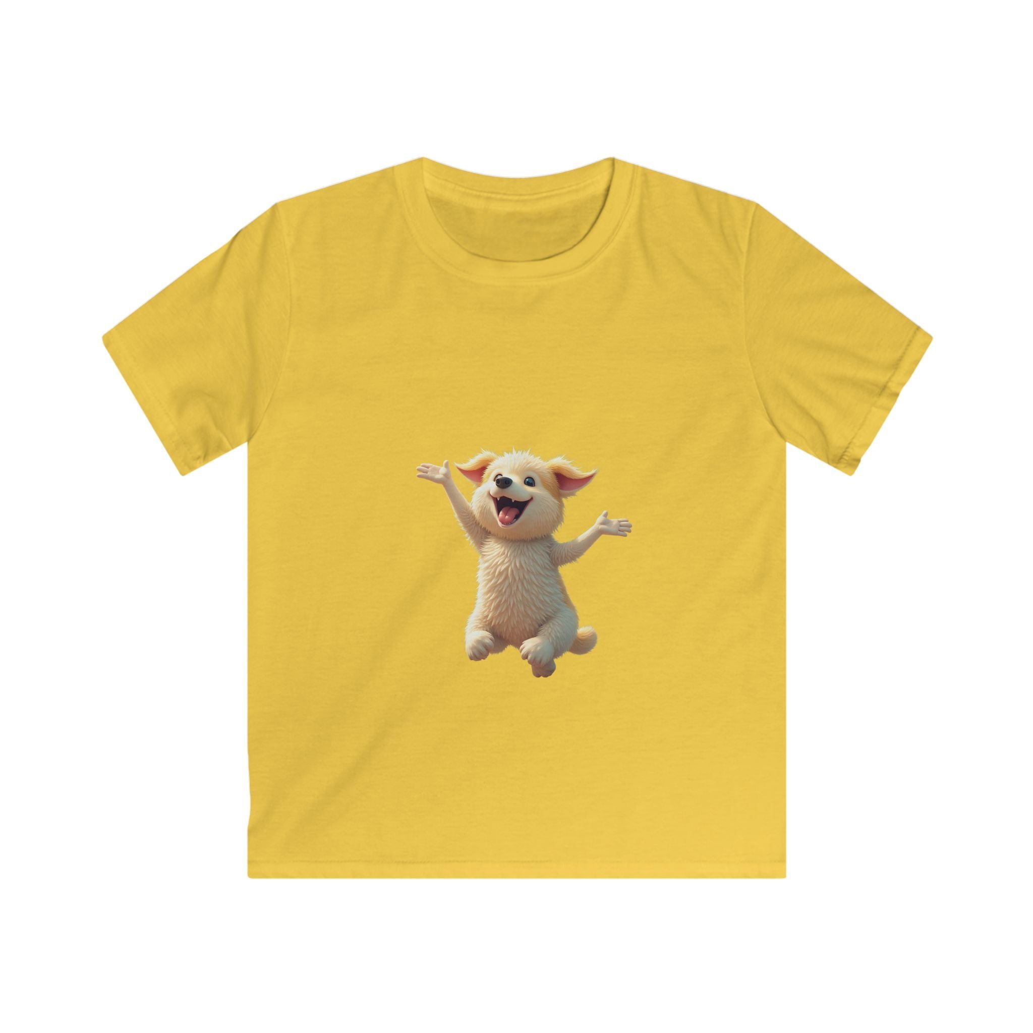 Happy Jumping Fluffy Creature Cute Cartoon T‑Shirt