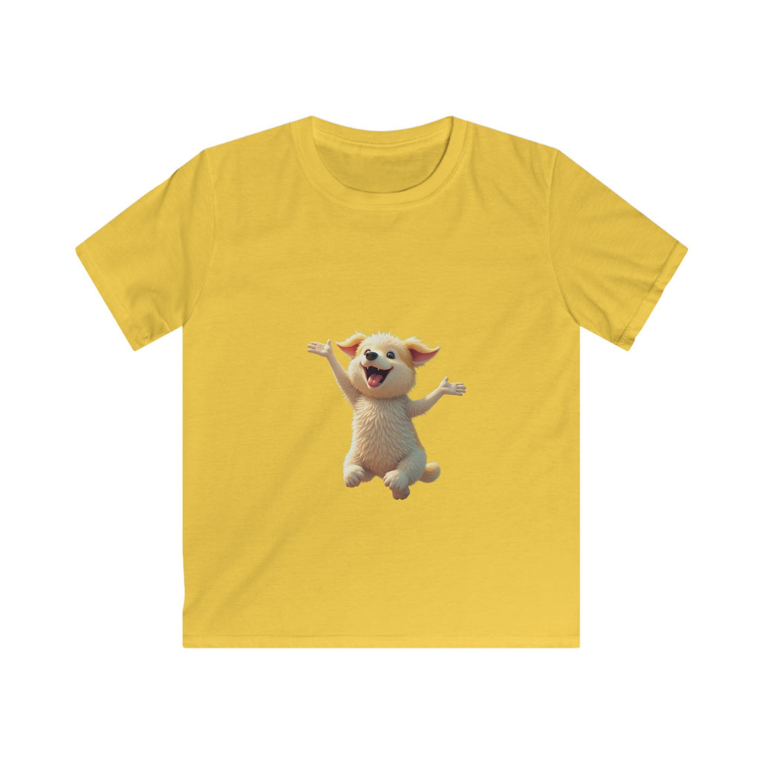 Happy Jumping Fluffy Creature Cute Cartoon T‑Shirt