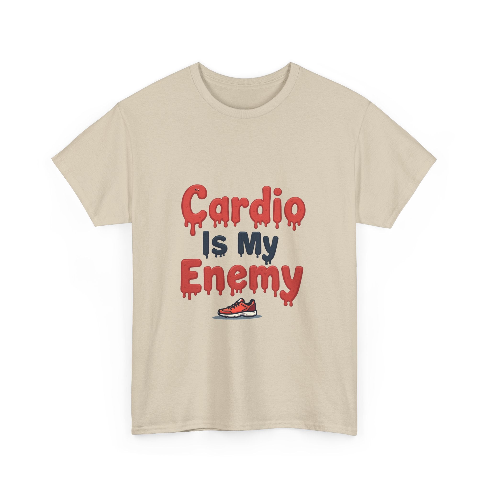 'Cardio Is My Enemy' Funny Gym Workout T-Shirt for Fitness Haters