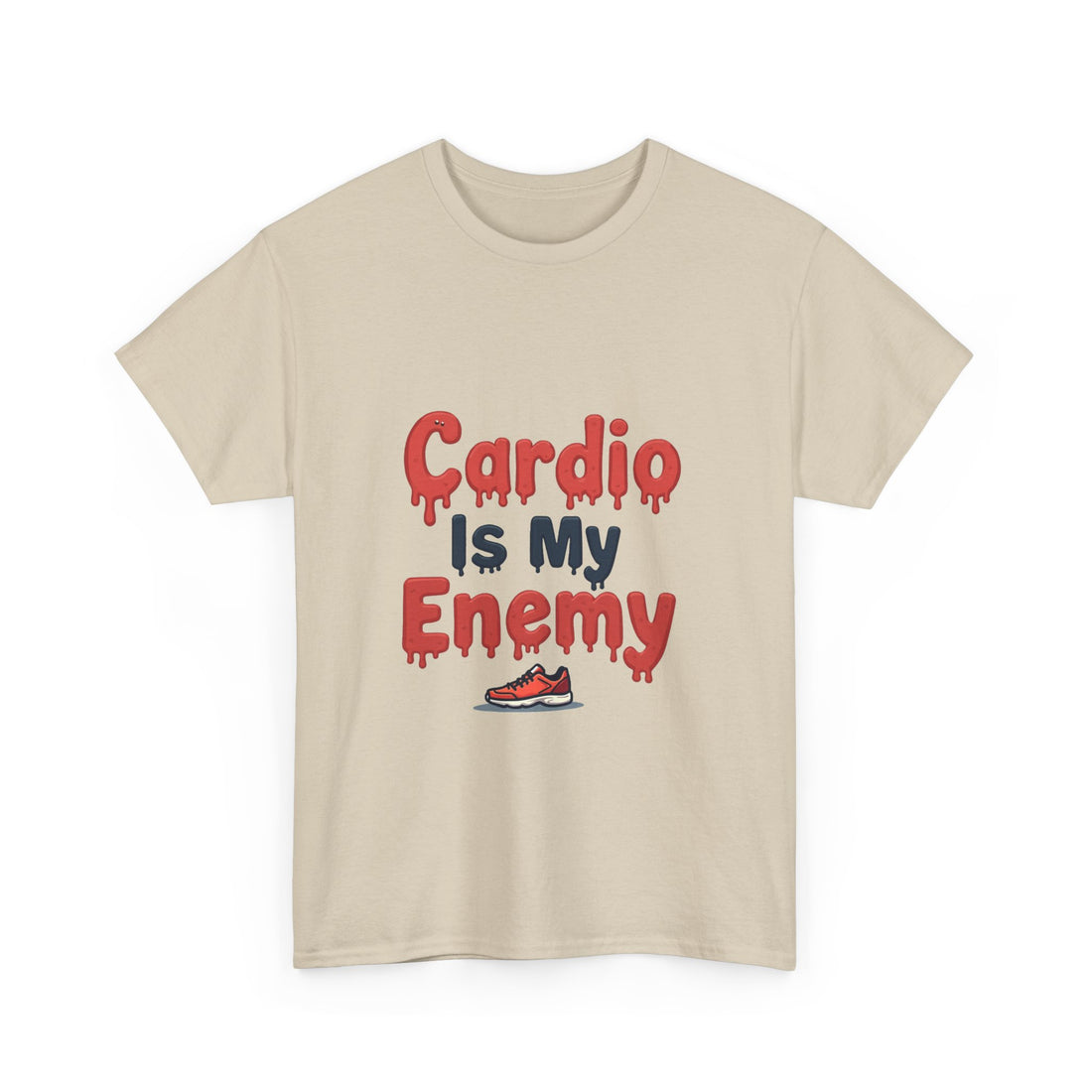 'Cardio Is My Enemy' Funny Gym Workout T-Shirt for Fitness Haters