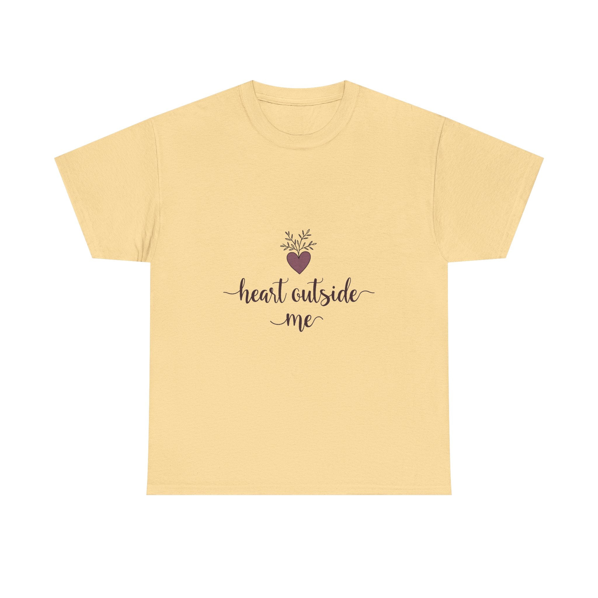 "Heart Outside Me" Floral Heart Script T-Shirt