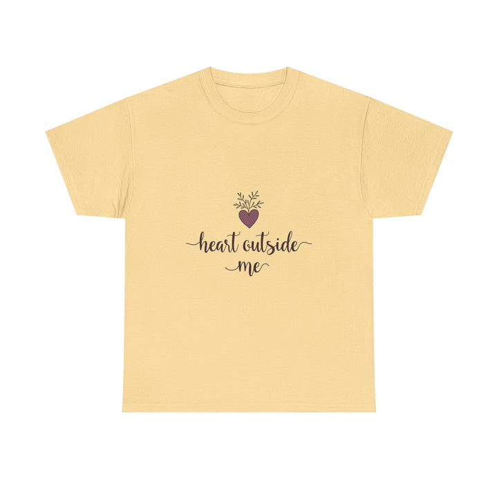 "Heart Outside Me" Floral Heart Script T-Shirt