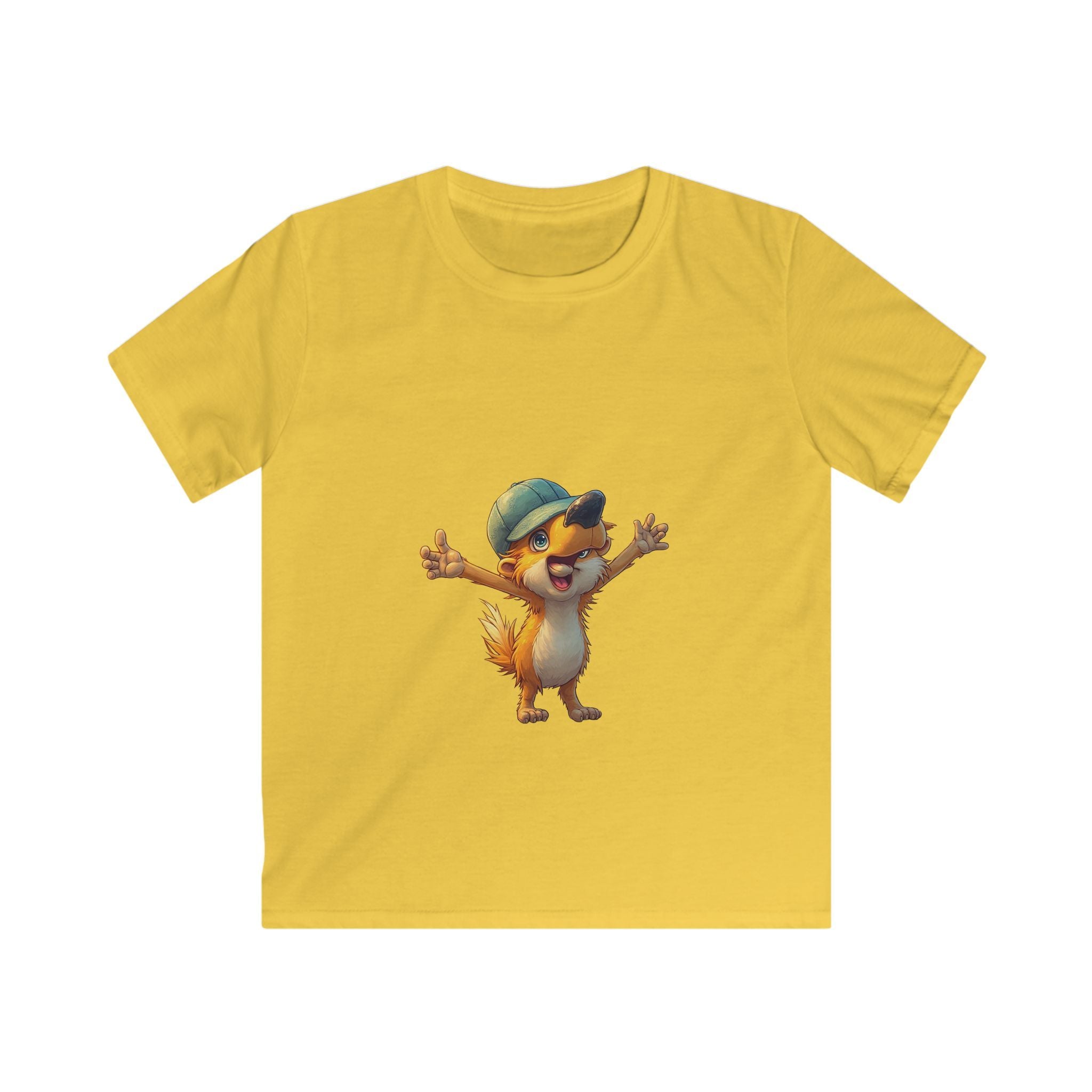 Cute Cartoon Fox in Cap Shirt for Boys & Girls