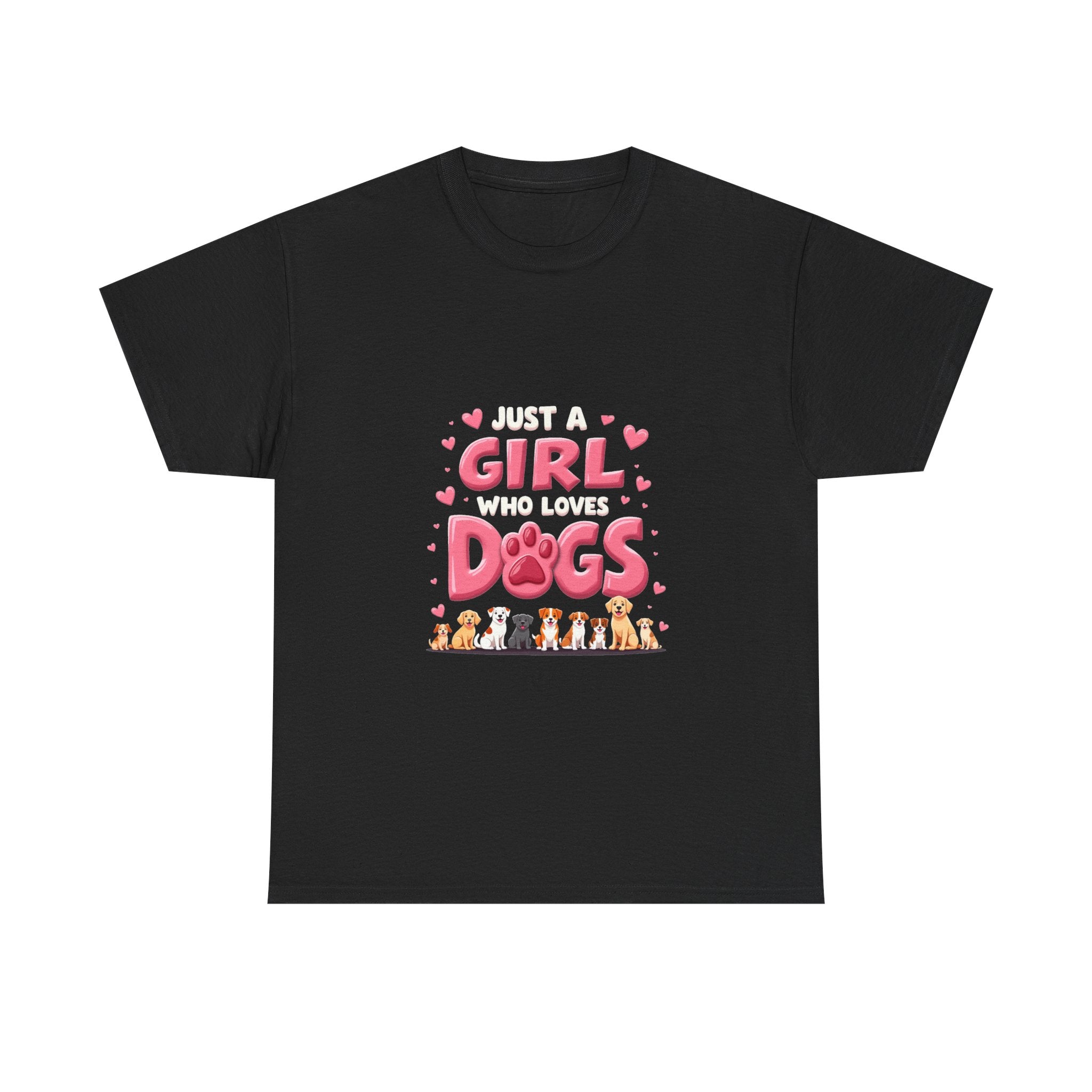 'Girl Who Loves Dogs' Cute Paw Design T-Shirt
