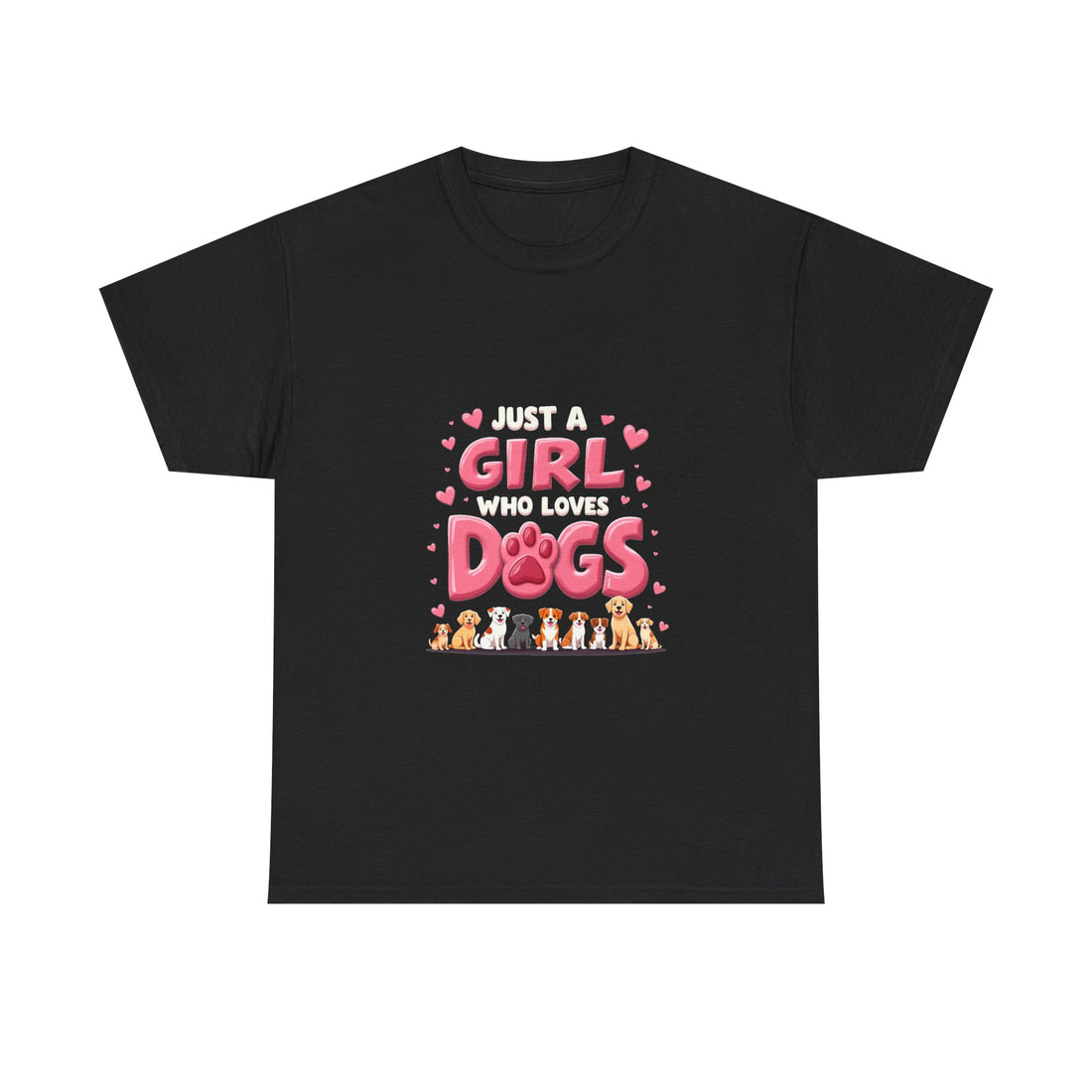 'Girl Who Loves Dogs' Cute Paw Design T-Shirt