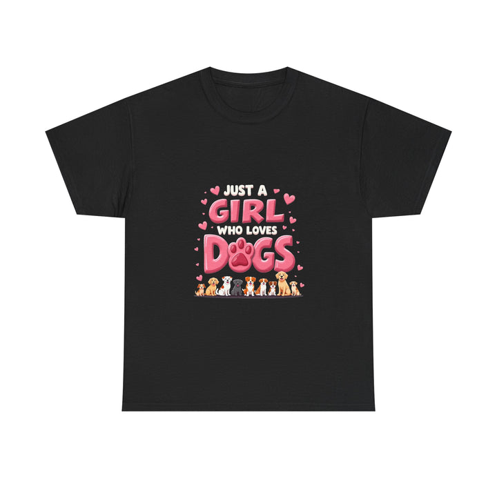 'Girl Who Loves Dogs' Cute Paw Design T-Shirt