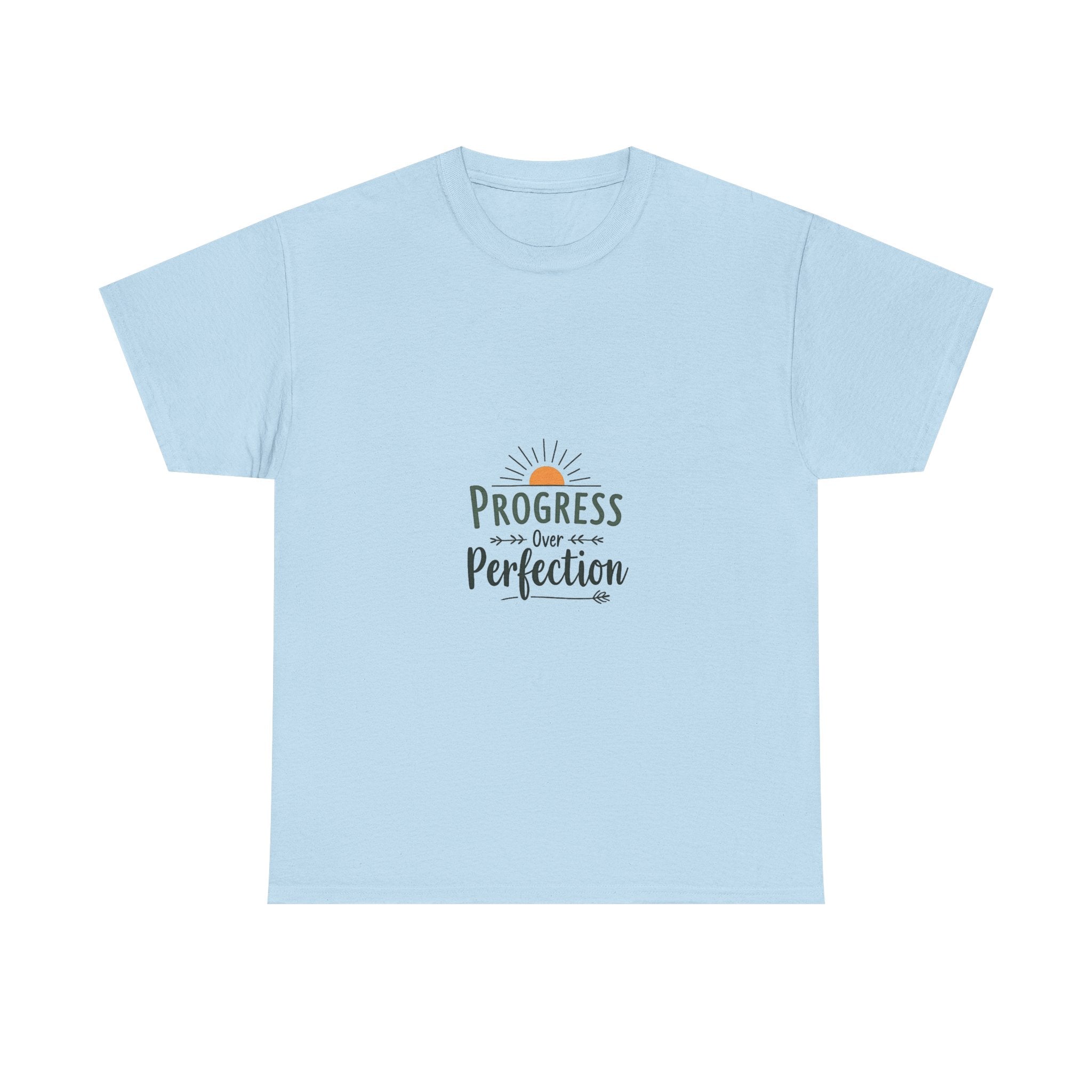 'Progress Over Perfection' Inspirational Sunrise Graphic T-shirt