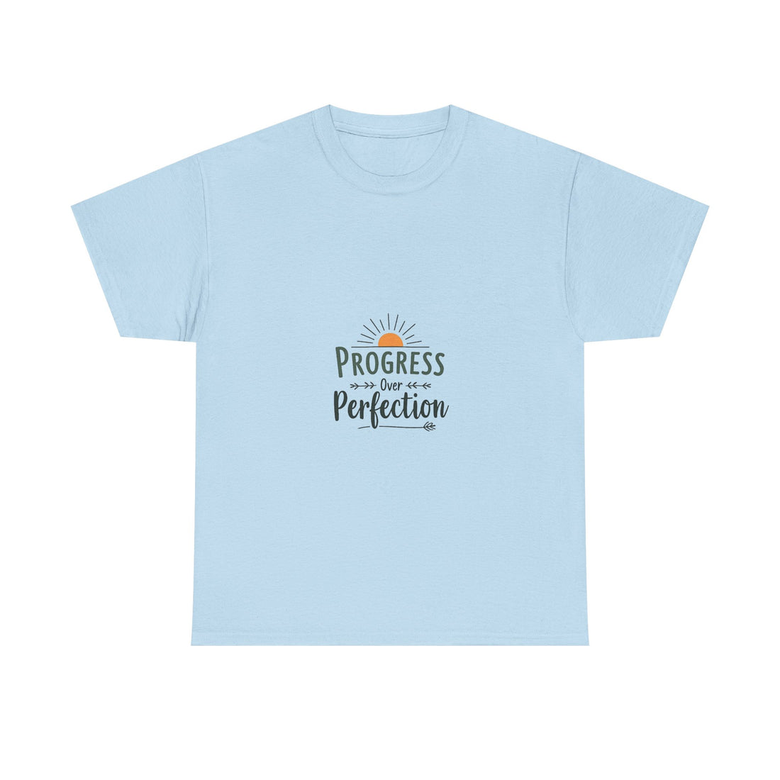 'Progress Over Perfection' Inspirational Sunrise Graphic T-shirt