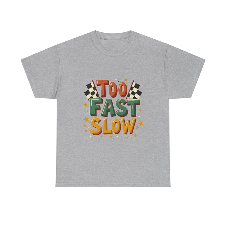 'Too Fast Slow' Retro Checkered Flag Racing Graphic T-Shirt