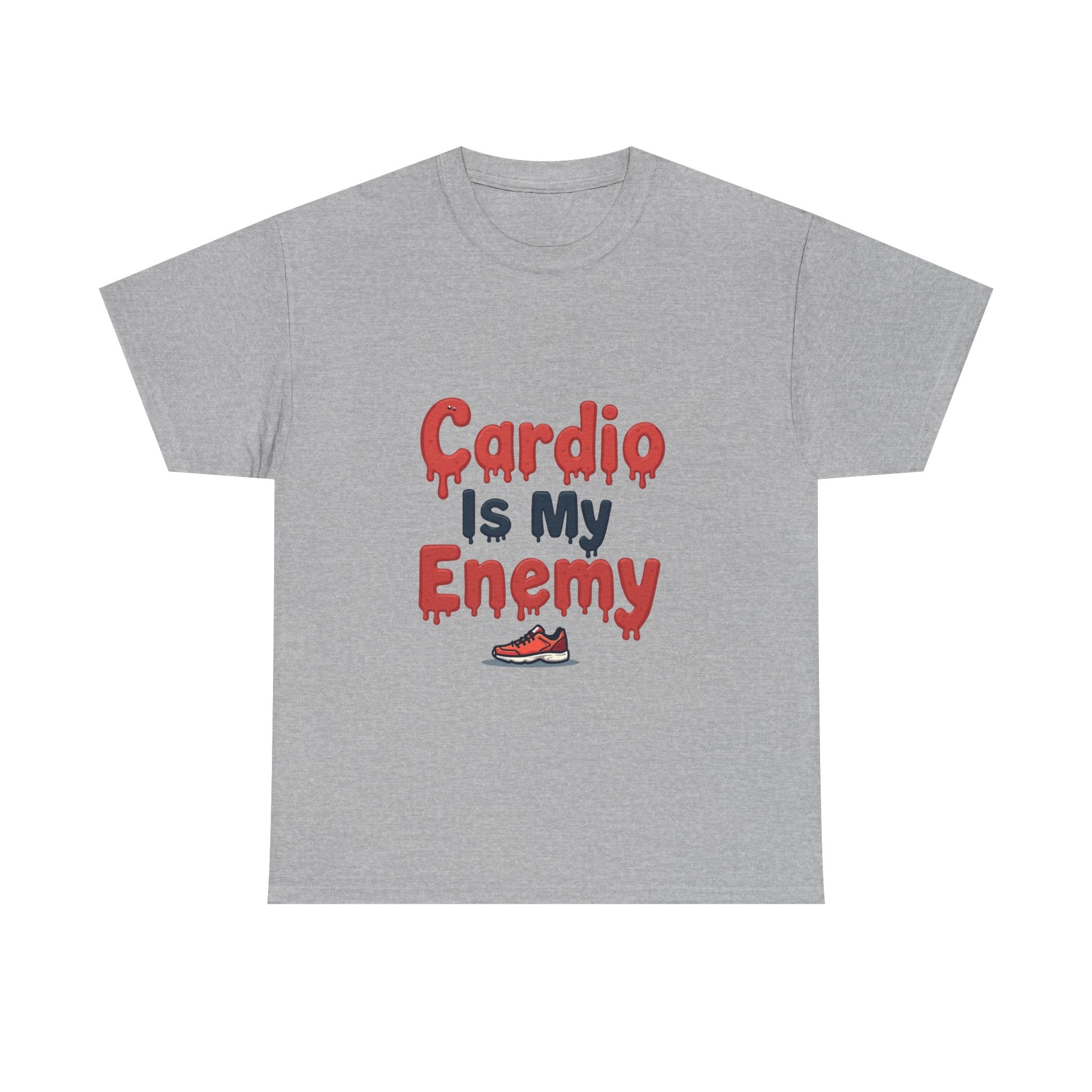 'Cardio Is My Enemy' Funny Gym Workout T-Shirt for Fitness Haters