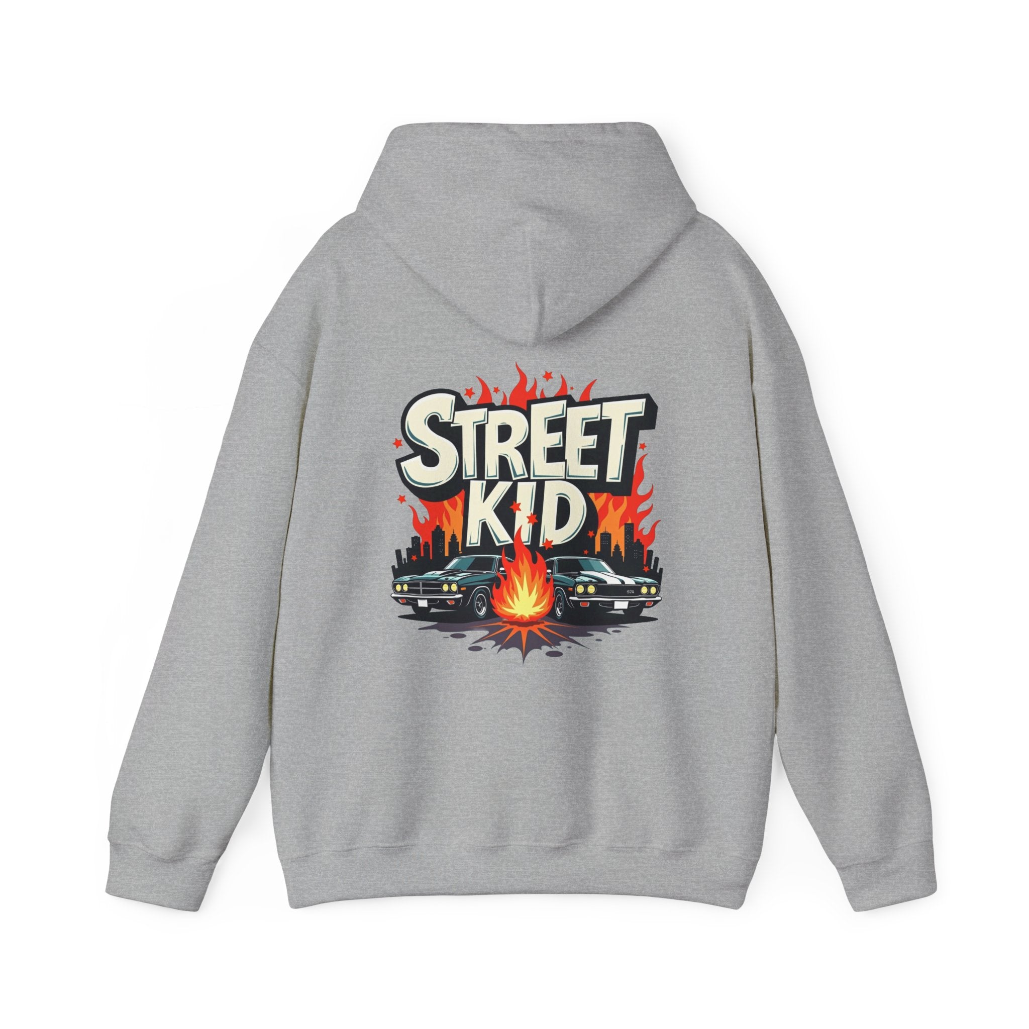 'Street Kid Hoodie' Retro Car & Flames Graphic Pullover
