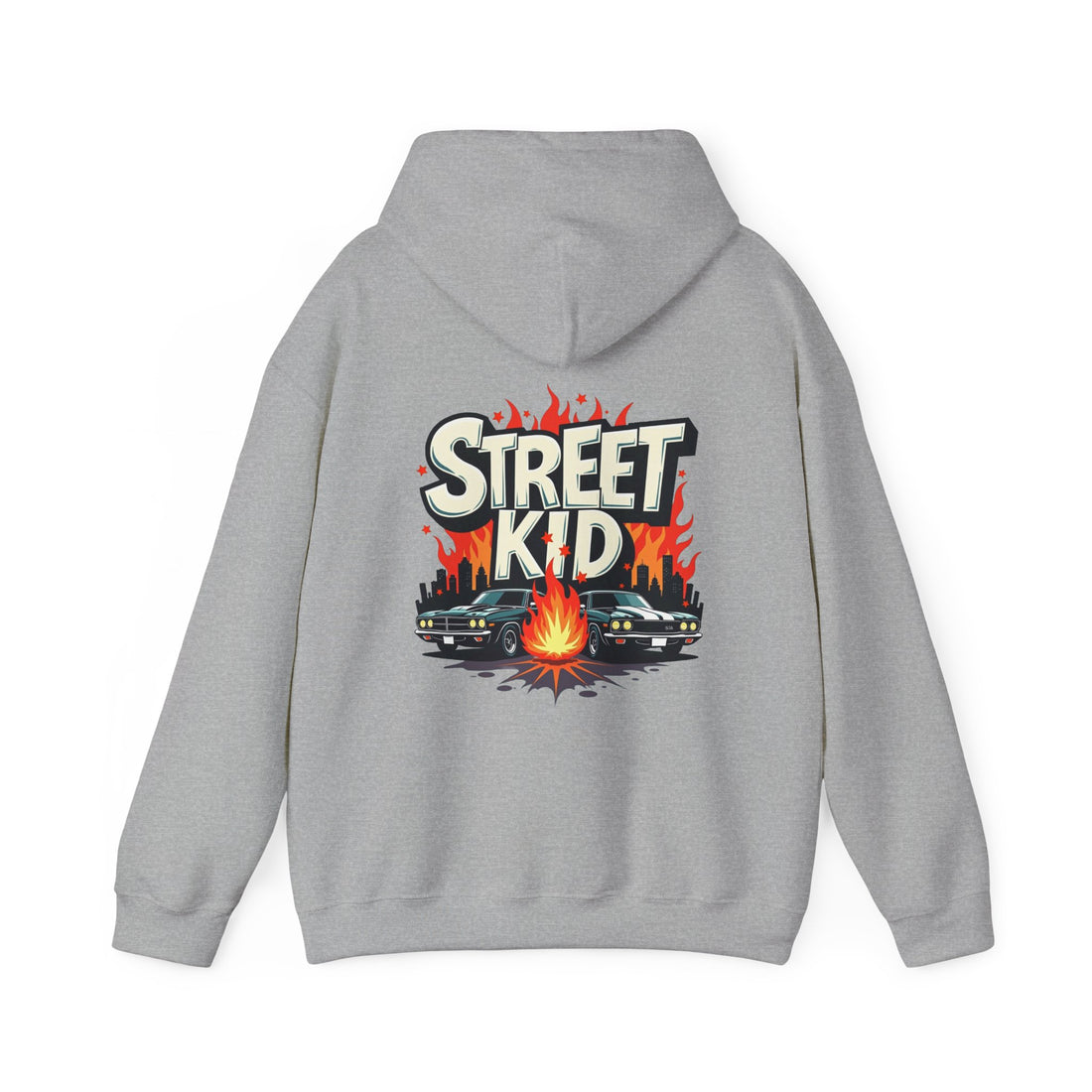'Street Kid Hoodie' Retro Car & Flames Graphic Pullover