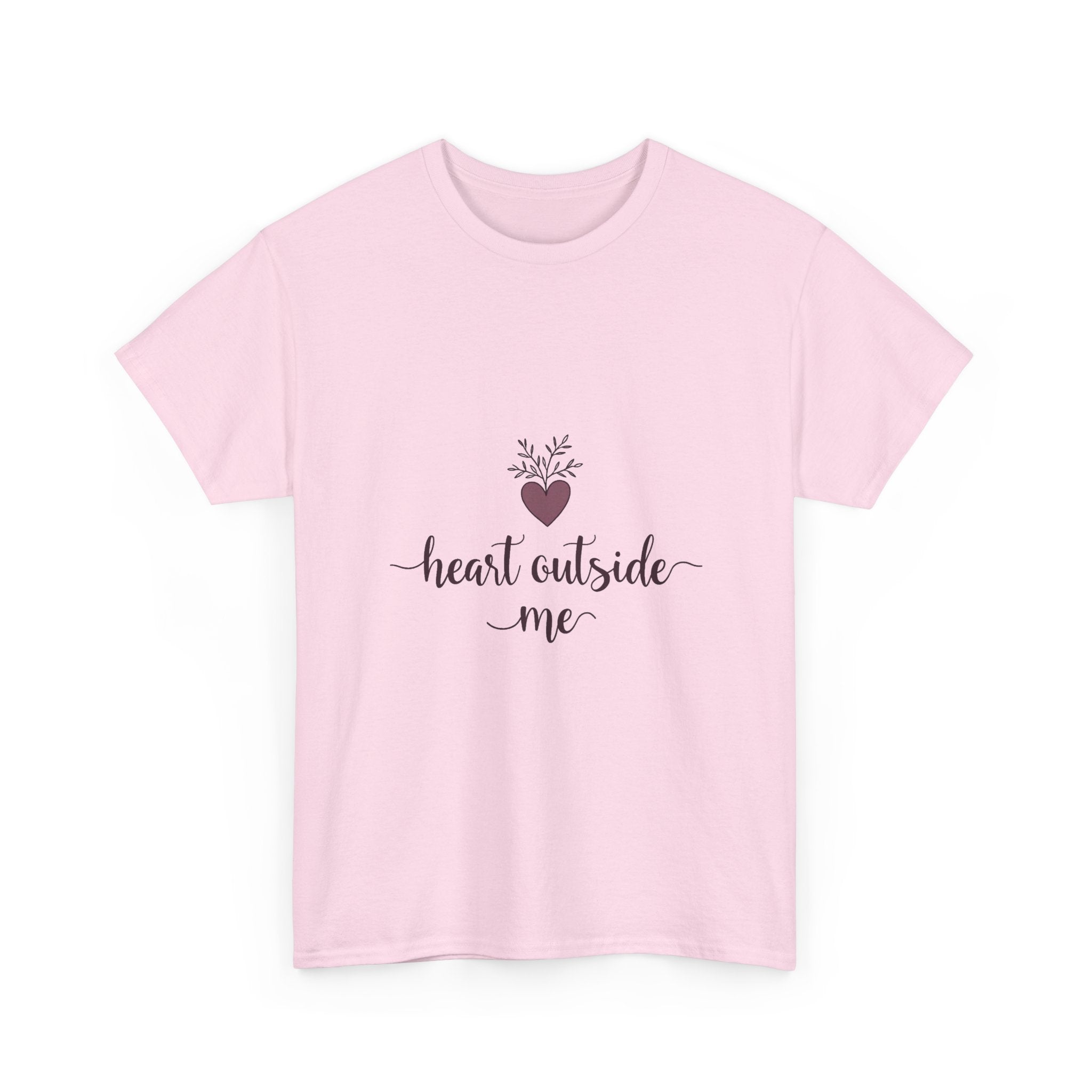 "Heart Outside Me" Floral Heart Script T-Shirt