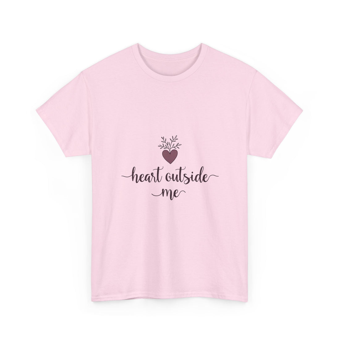 "Heart Outside Me" Floral Heart Script T-Shirt